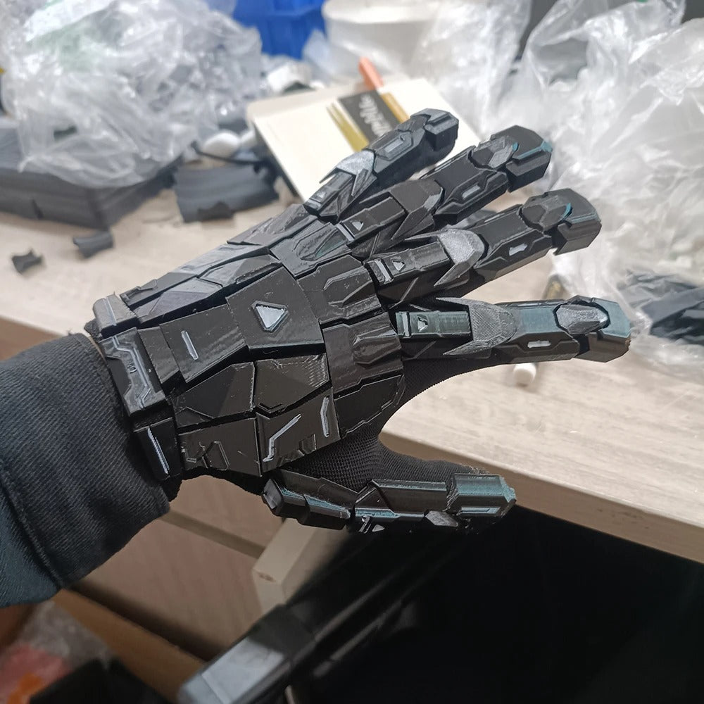 3D Printed Punk Mechanical Hand Armor Gloves – Gothic Techwear Cosplay Exoskeleton (Unisex)
