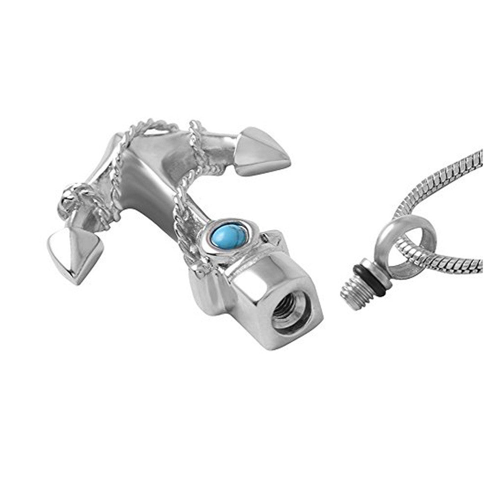 Stainless Steel Perfume Bottle Pendant Necklace – Memorial Urn Anchor Design