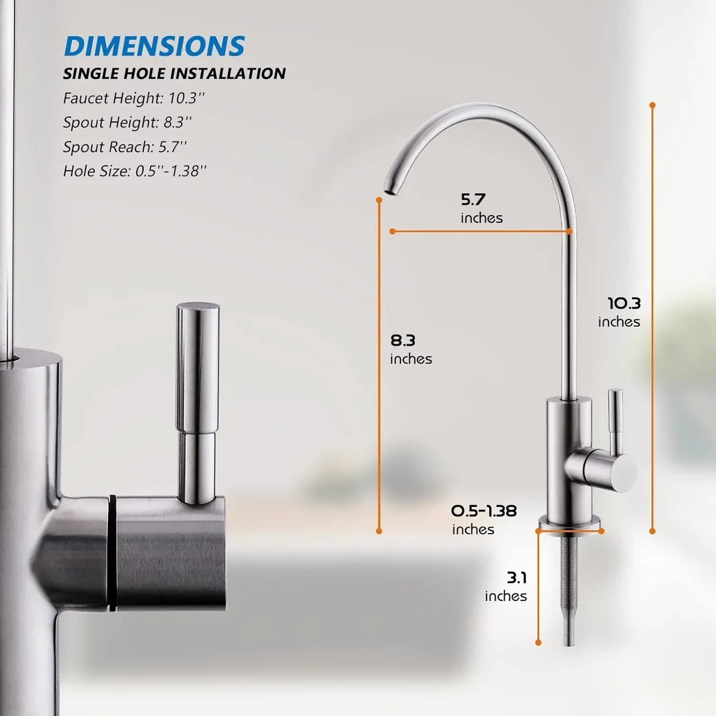Stainless Steel RO Water Filter Faucet – Drinking Water Kitchen Sink Tap
