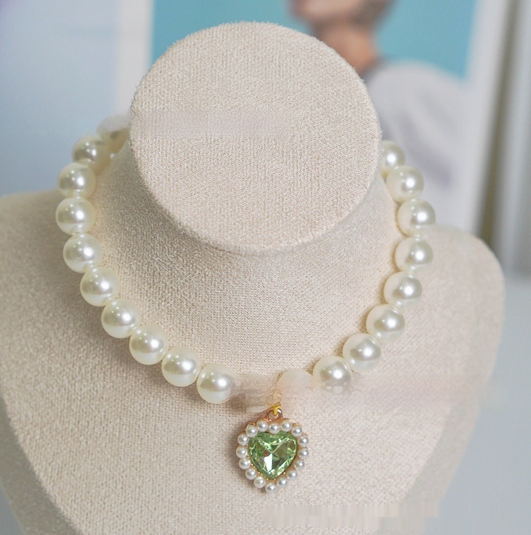 Pearl Love Gem Necklace – Elegant Choker Collar Chain