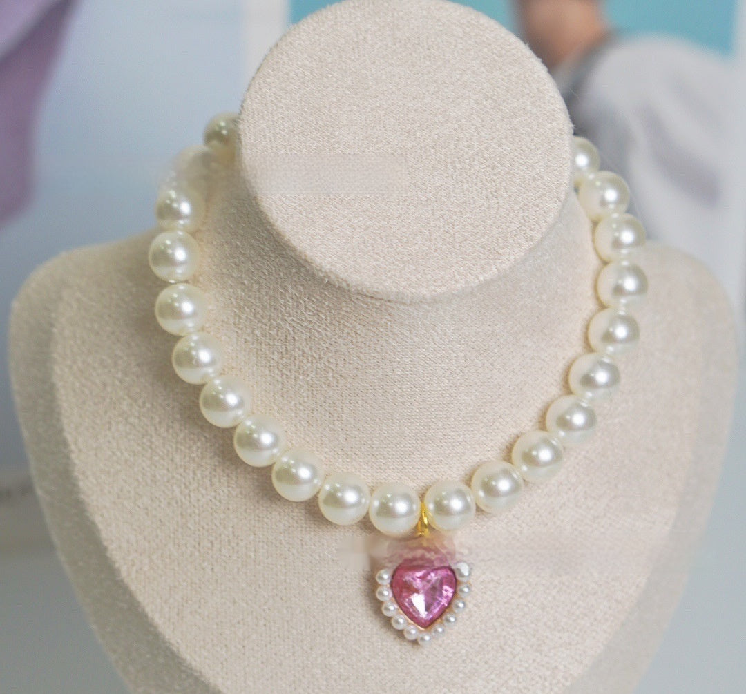 Pearl Love Gem Necklace – Elegant Choker Collar Chain