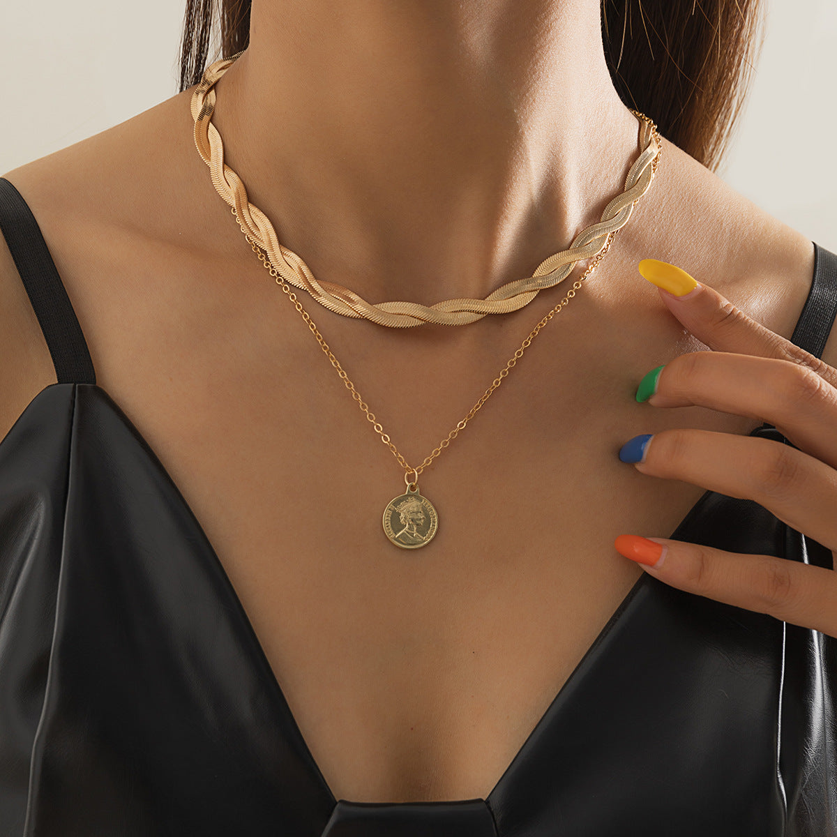 Snake Bone Necklace – Minimal Woven Metal Chain for Women