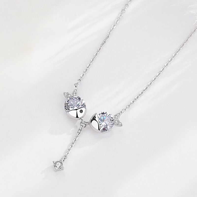 Cute Zircon Necklace - Delicate Sparkle Chain for Women