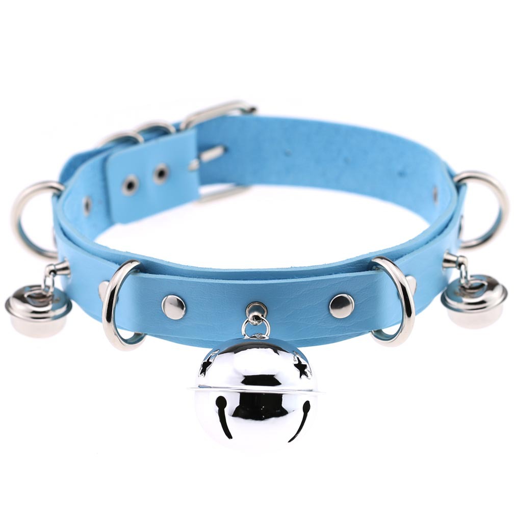 Gothic Punk Leather Choker with Bells – Harajuku Style Collar Necklace