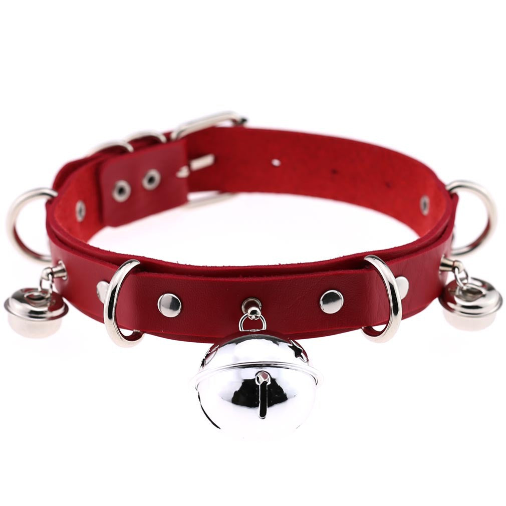 Gothic Punk Leather Choker with Bells – Harajuku Style Collar Necklace