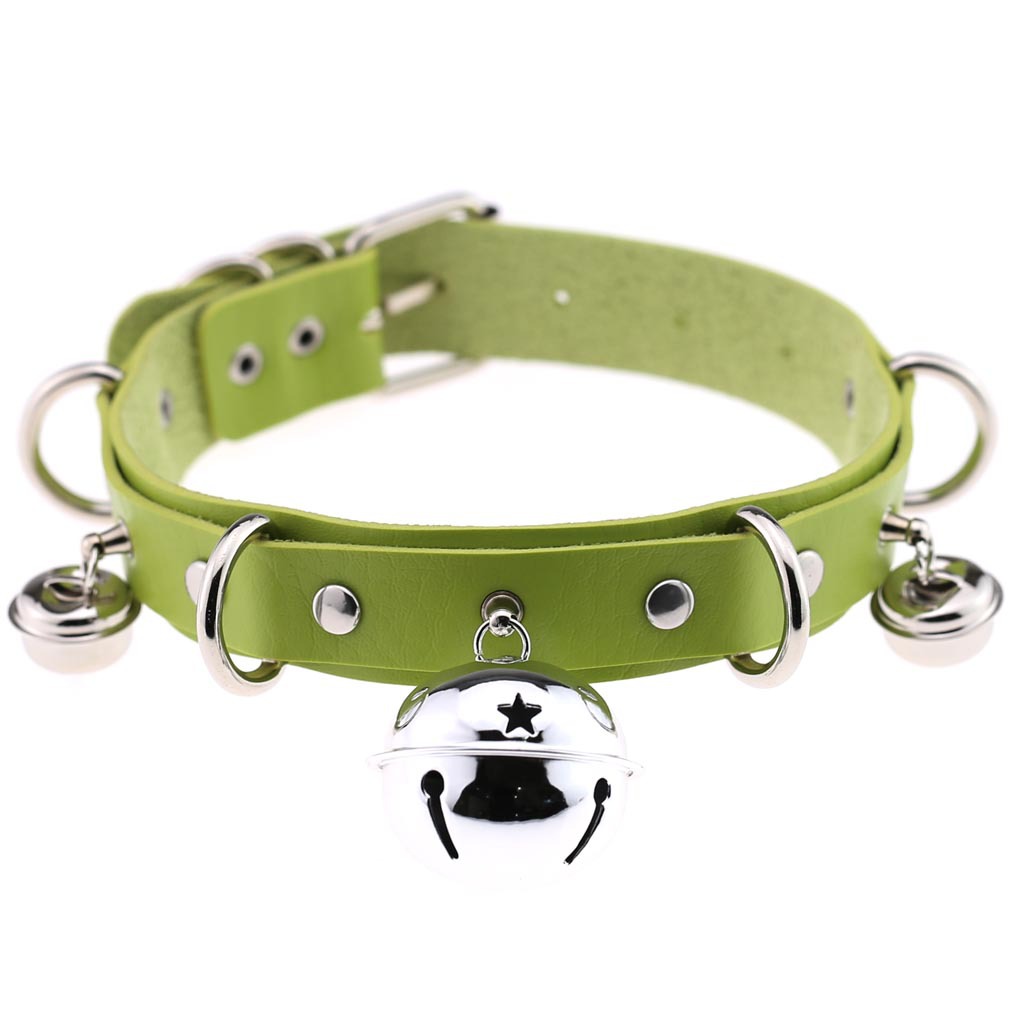 Gothic Punk Leather Choker with Bells – Harajuku Style Collar Necklace