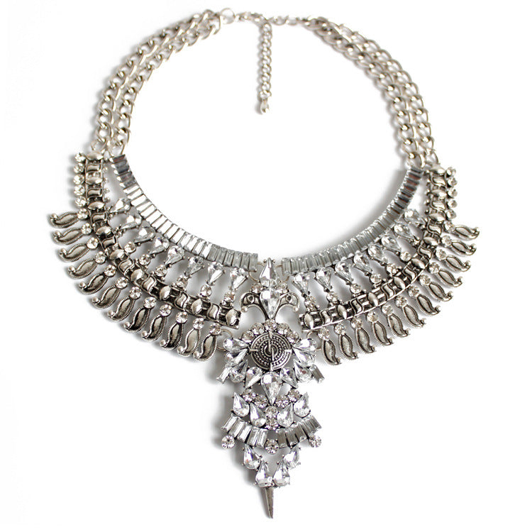 Crystal Short Necklace – Alloy Sparkle Chain for Women