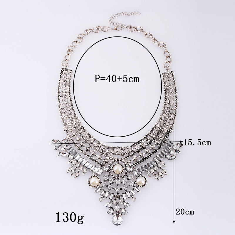 Crystal Short Necklace – Alloy Sparkle Chain for Women