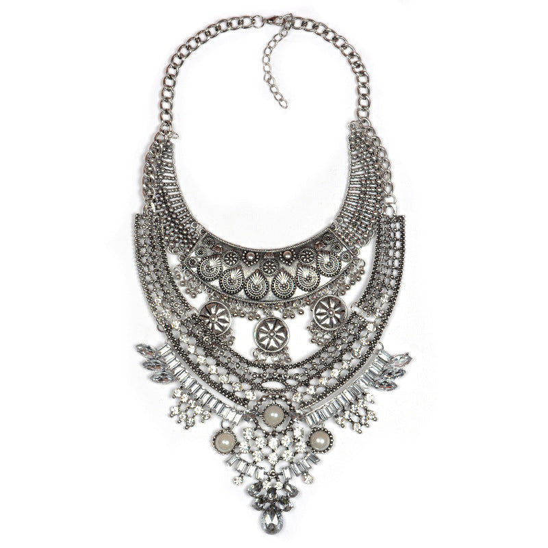Crystal Short Necklace – Alloy Sparkle Chain for Women