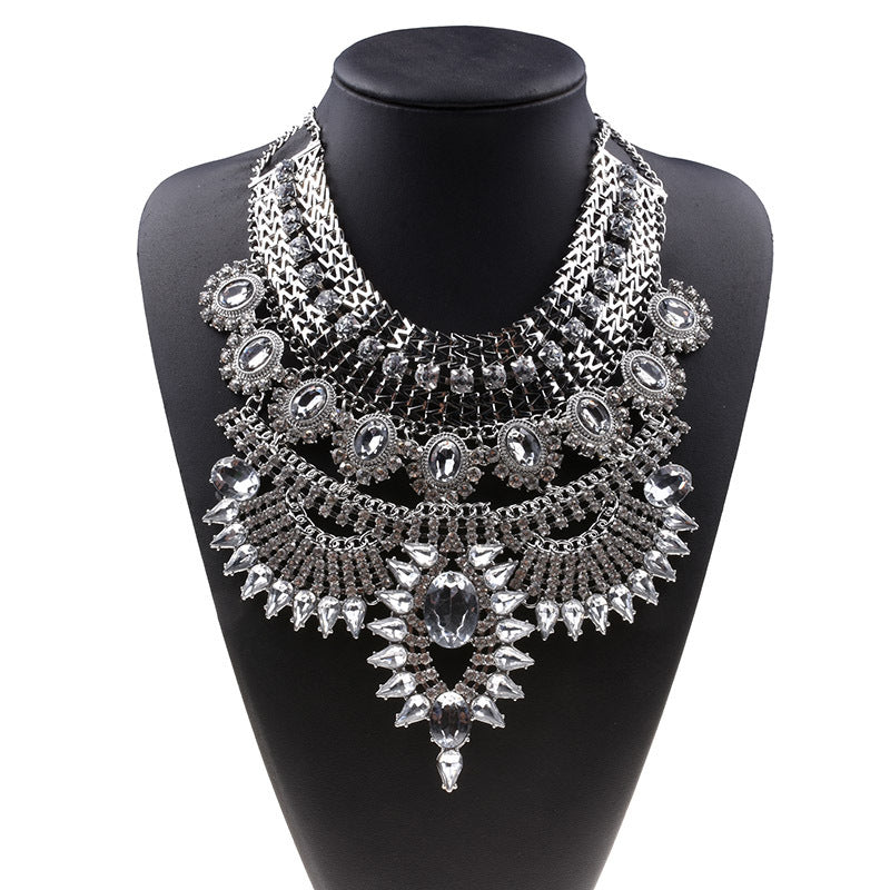 Crystal Short Necklace – Alloy Sparkle Chain for Women