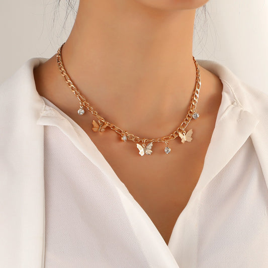 Butterfly Clavicle Necklace – Elegant Metal Chain for Women