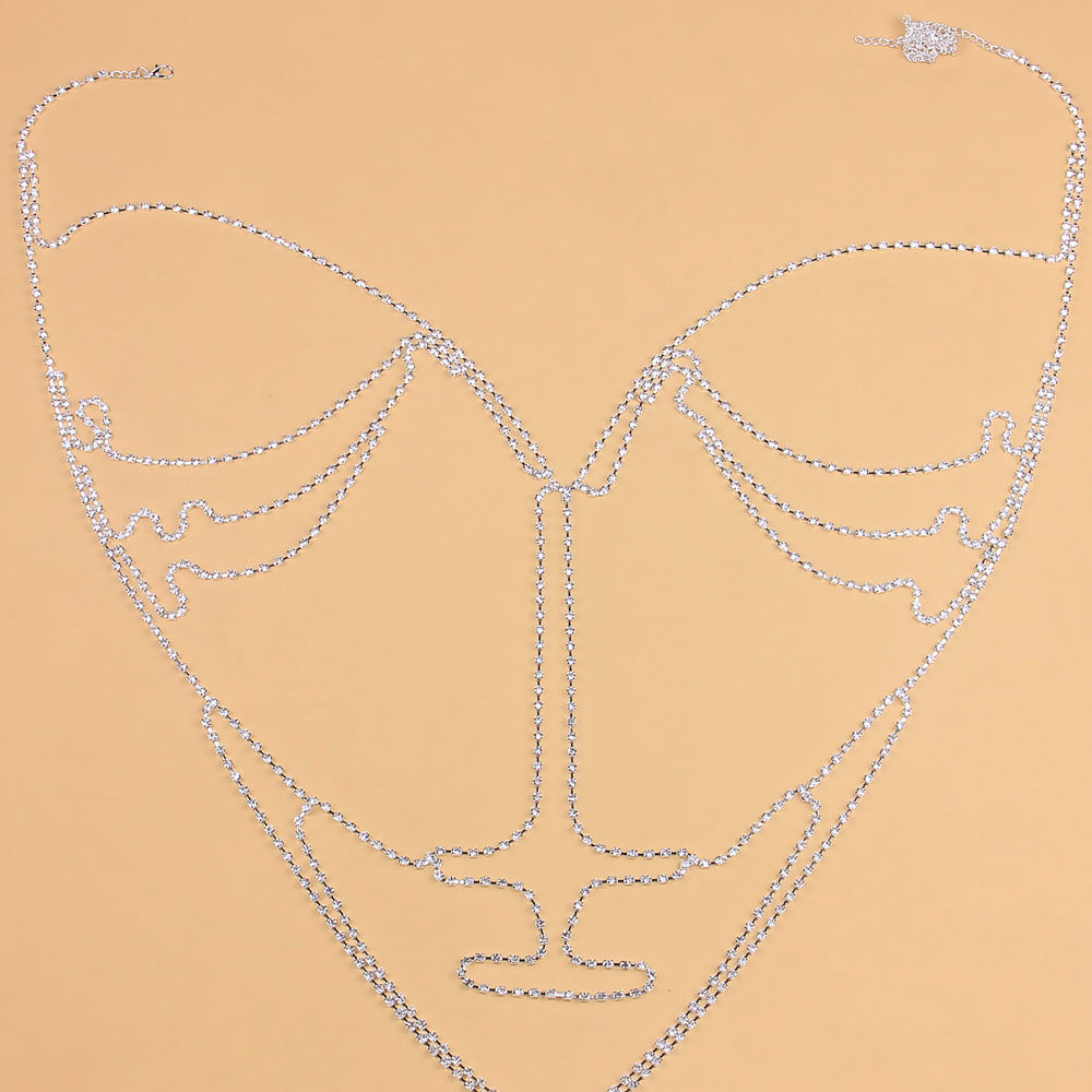 Rhinestone Body Chain – Crystal Bikini Style Necklace for Women