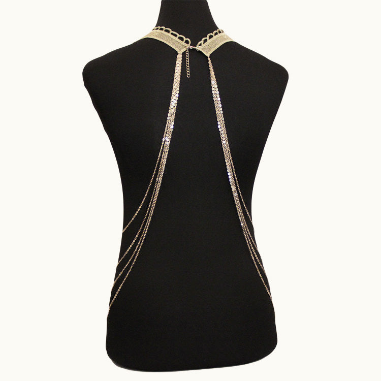Floral Lace Body Chain – Statement Collar Necklace for Women