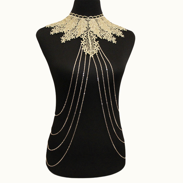 Floral Lace Body Chain – Statement Collar Necklace for Women