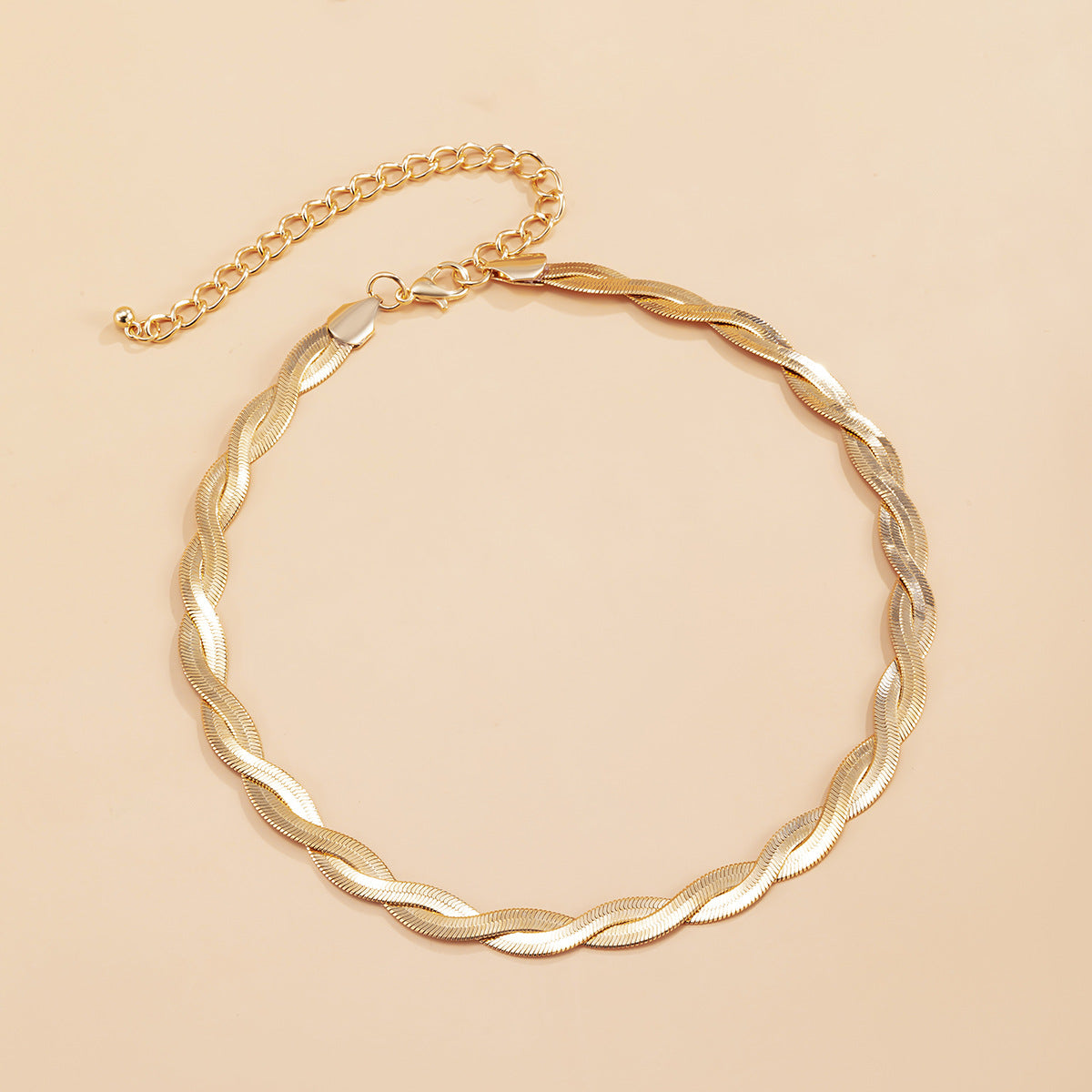 Snake Bone Necklace – Minimal Woven Metal Chain for Women