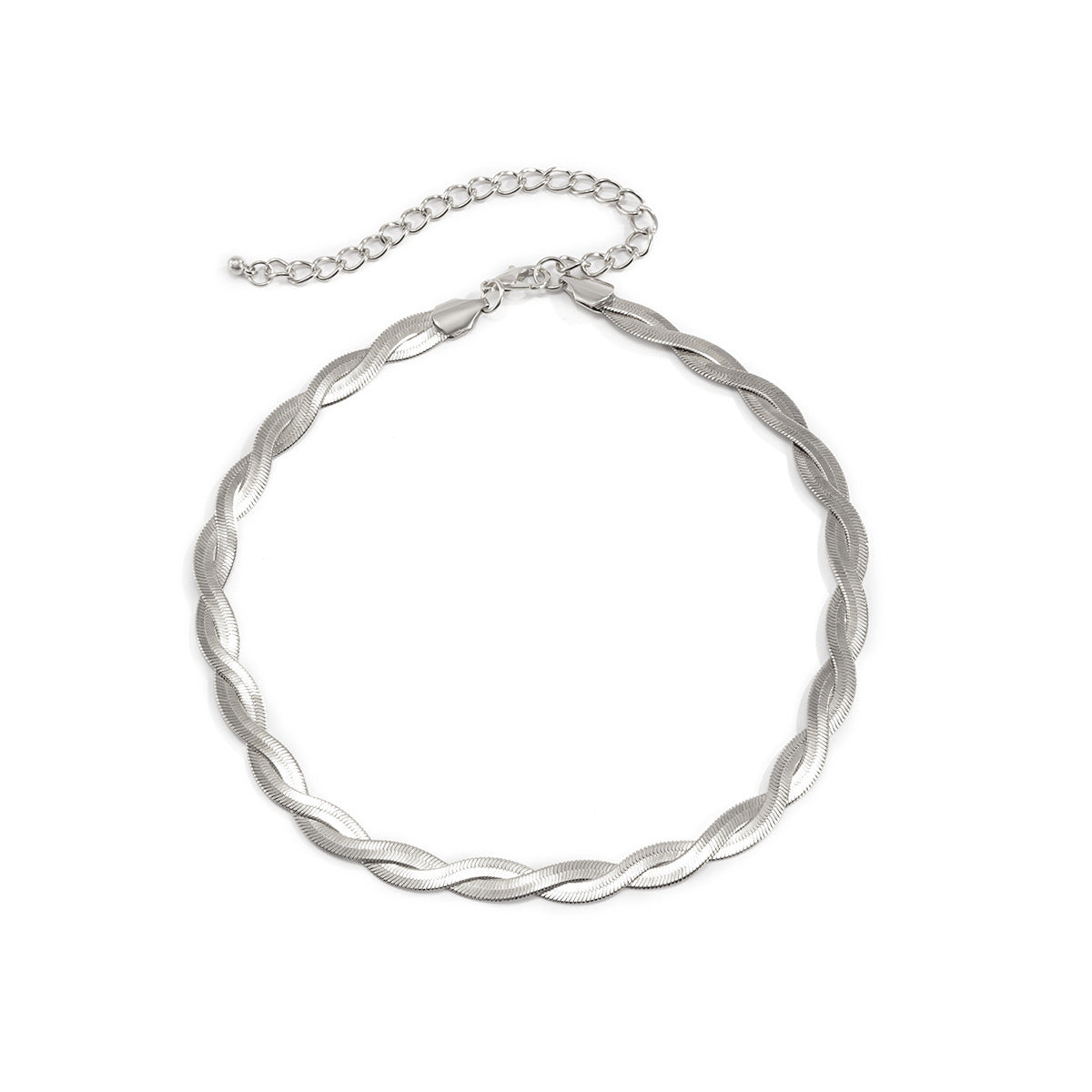 Snake Bone Necklace – Minimal Woven Metal Chain for Women