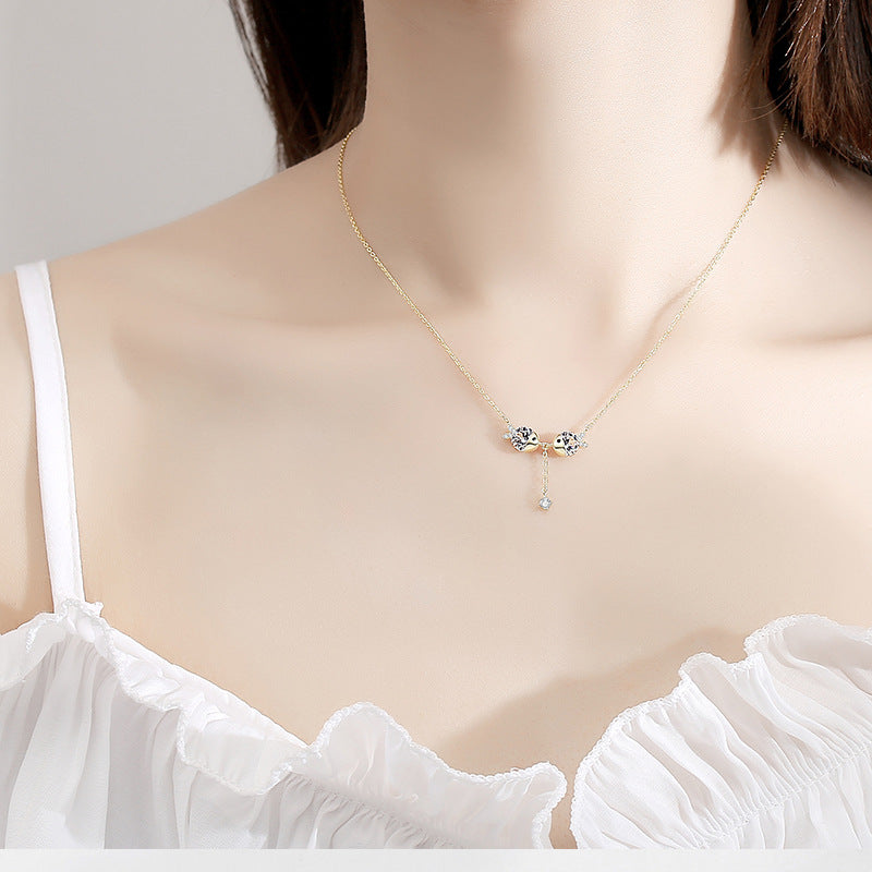 Cute Zircon Necklace - Delicate Sparkle Chain for Women