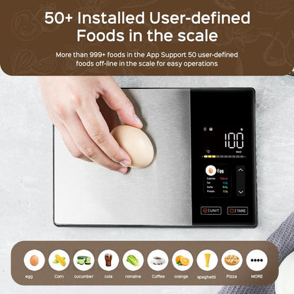 Smart Nutrition Kitchen Scale – Stainless Steel Digital Food Scale with Calorie & Macro Tracking (5kg / 11lb)