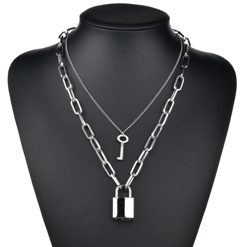 Padlock & Key Pendant Necklace – Romantic Lock Necklace for Couples
