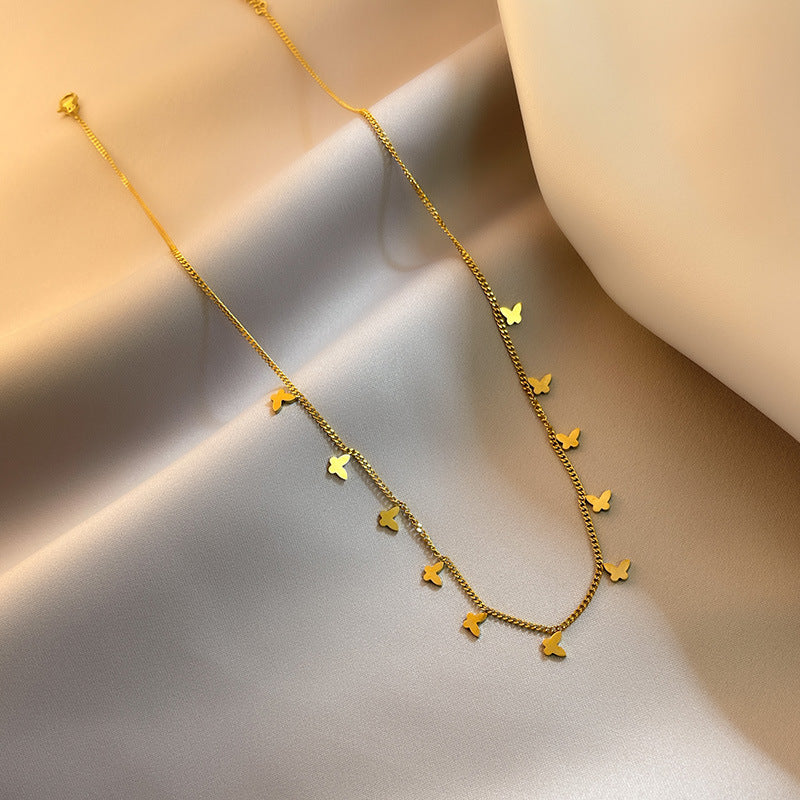 Titanium Steel Butterfly Necklace - Luxury Clavicle Chain for Women