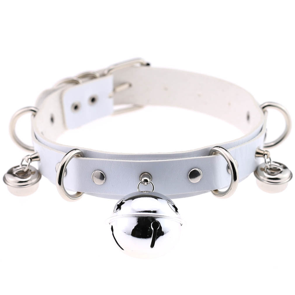 Gothic Punk Leather Choker with Bells – Harajuku Style Collar Necklace