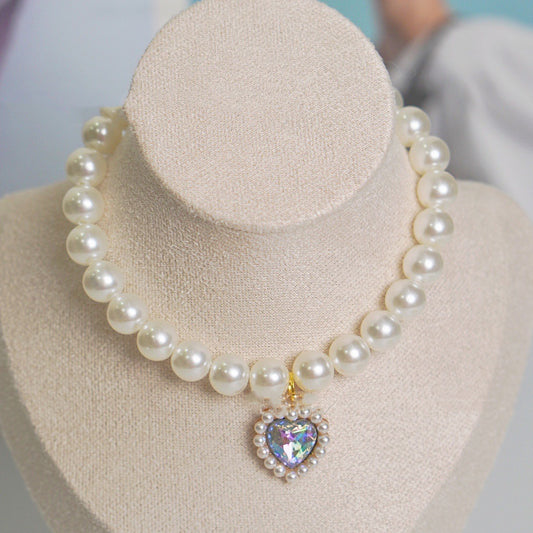 Pearl Love Gem Necklace – Elegant Choker Collar Chain