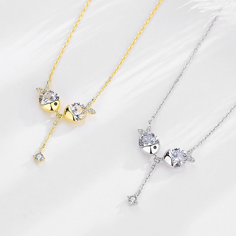Cute Zircon Necklace - Delicate Sparkle Chain for Women