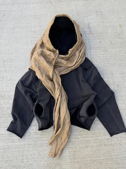 🖤 Desert Drape Hooded Scarf Hoodie – INS Retro Streetwear Unisex Sweater (2026 Edition)