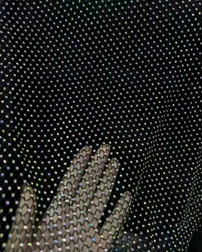 Open-Back Trending Rhinestone Y2K Oversized Hoodie – Street Style Mesh Long Sleeve Sweatshirt