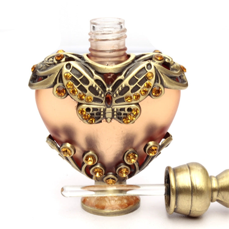 Heart-Shaped Decorative Middle Eastern Style Perfume Empty Bottle – Ornamental Stone Design