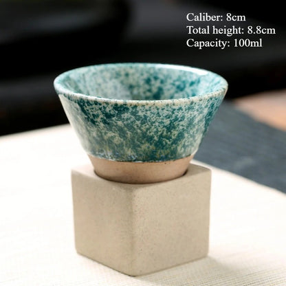 Retro Japanese Ceramic Tea & Coffee Mug – Triangular Cone Cup with Base (100ml & 200ml)