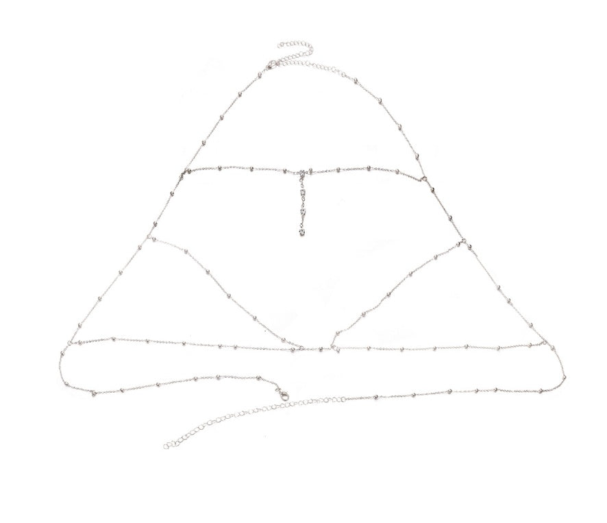 Tassel Body Chain Necklace – Crystal Chest Chain for Women
