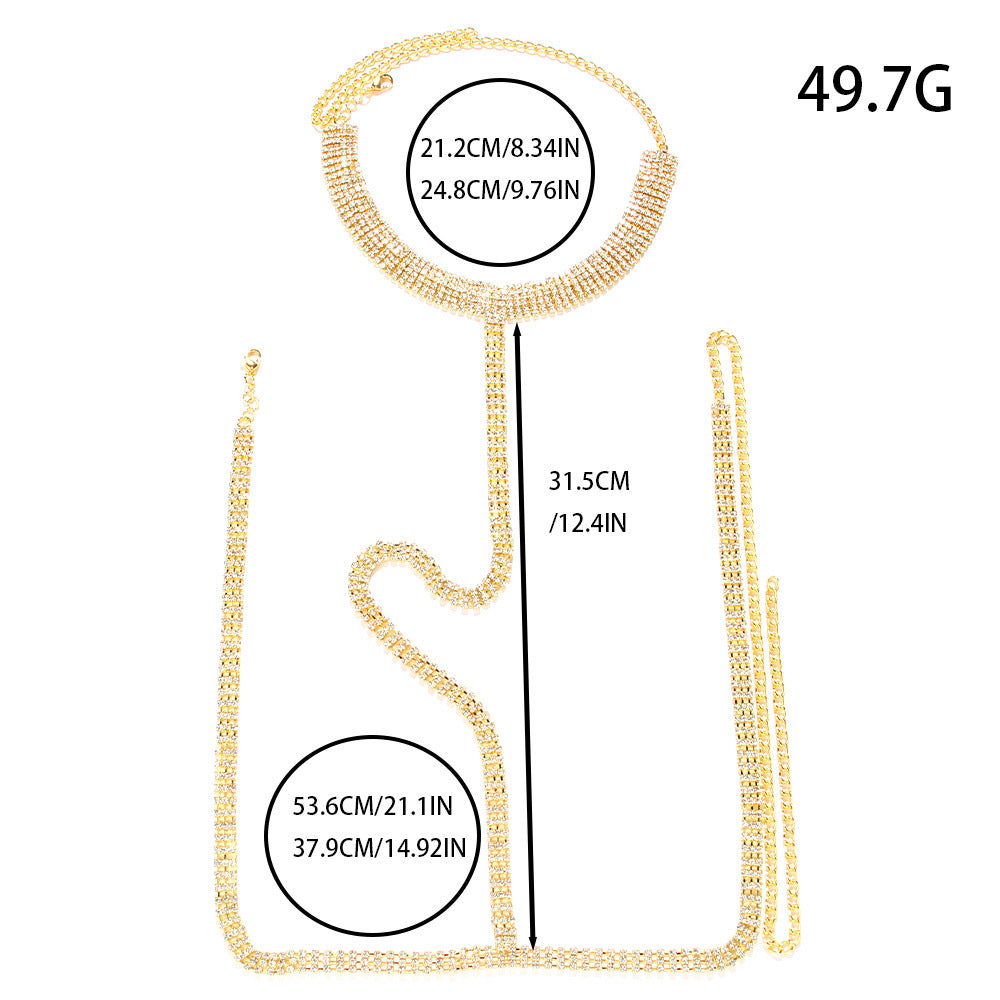 Men’s Crystal Body Chain – Multi-Row Statement Necklace