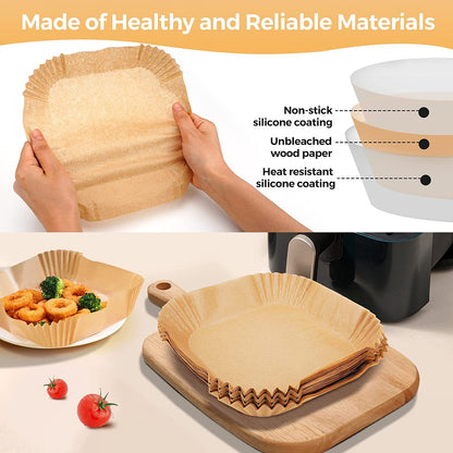 9 Inch Premium Air Fryer Liners – 100PCS Disposable Non-Stick Easy Clean Baking Paper