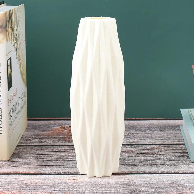 Diamond Pattern Faux Ceramic Plastic Vase