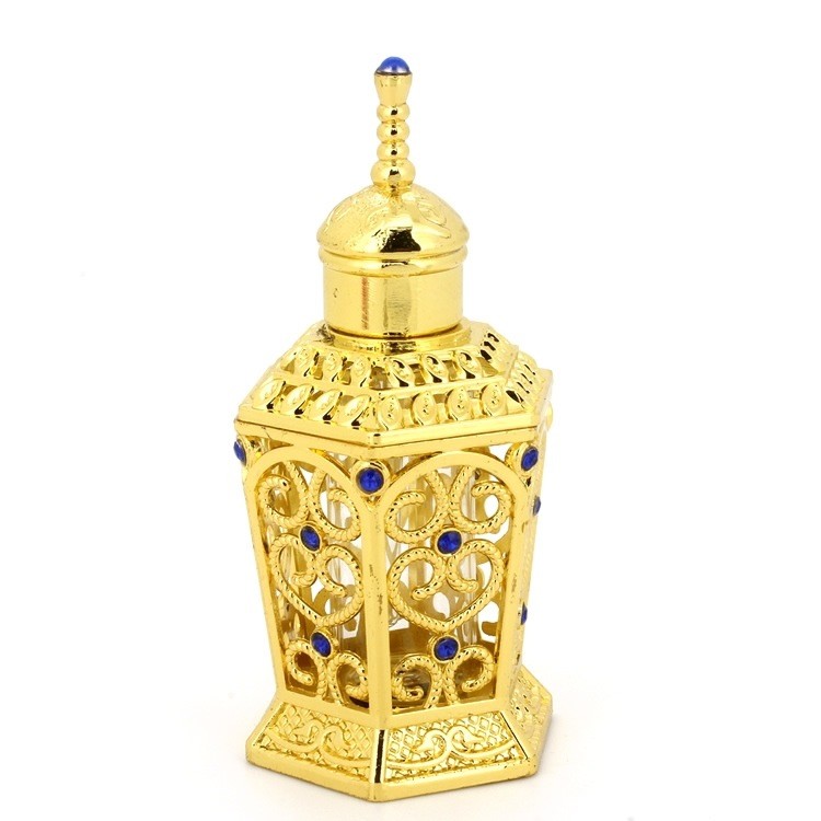 Heart-Shaped Decorative Middle Eastern Style Perfume Empty Bottle – Ornamental Stone Design