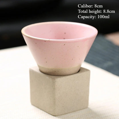 Retro Japanese Ceramic Tea & Coffee Mug – Triangular Cone Cup with Base (100ml & 200ml)