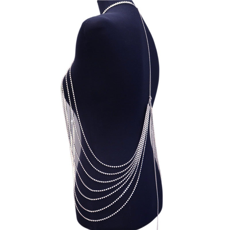 Multi-Layer Rhinestone Body Chain – Tassel Statement Necklace for Women