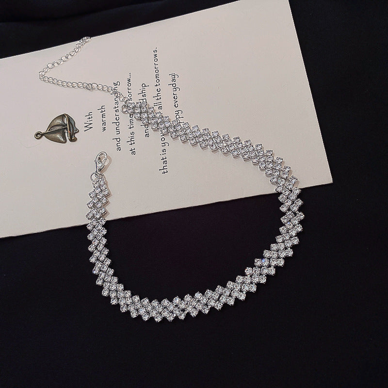 Full Rhinestone Clavicle Necklace – Sparkle Fashion Chain for Women