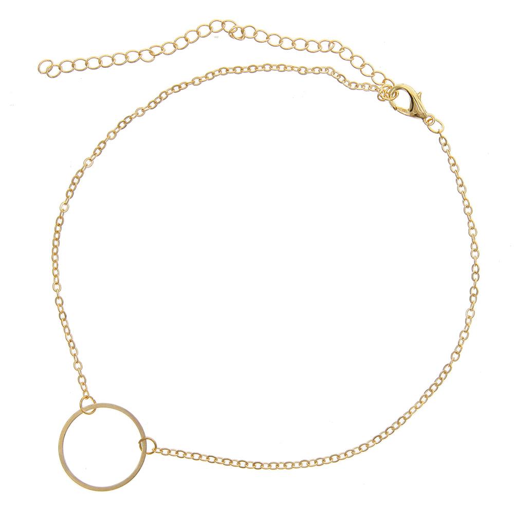 Alloy Ring Necklace – Minimal Circle Pendant Chain for Women