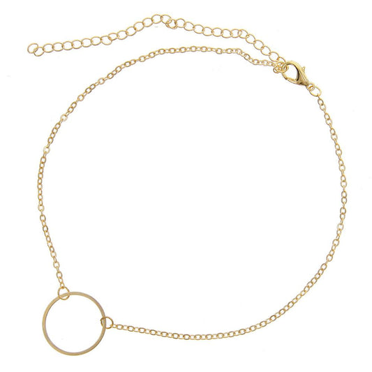 Alloy Ring Necklace – Minimal Circle Pendant Chain for Women