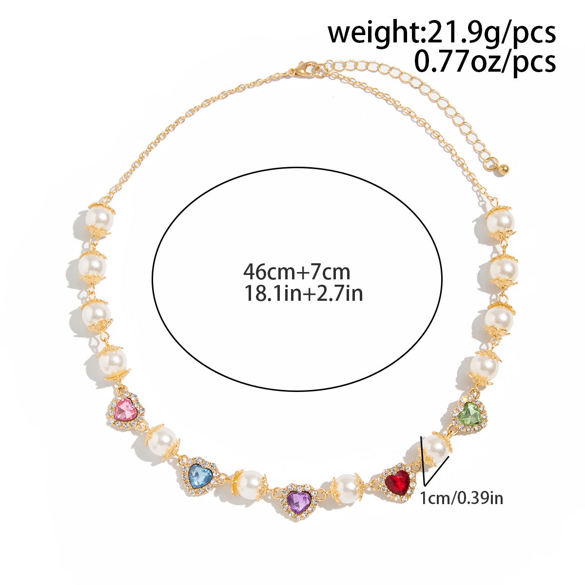 Colorful Crystal Pearl Necklace – Love Accent Statement Chain