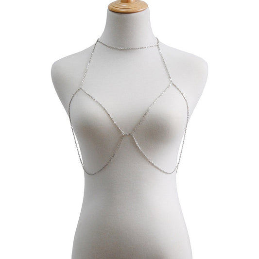 Rhinestone Halter Body Chain – Beach Statement Necklace for Women