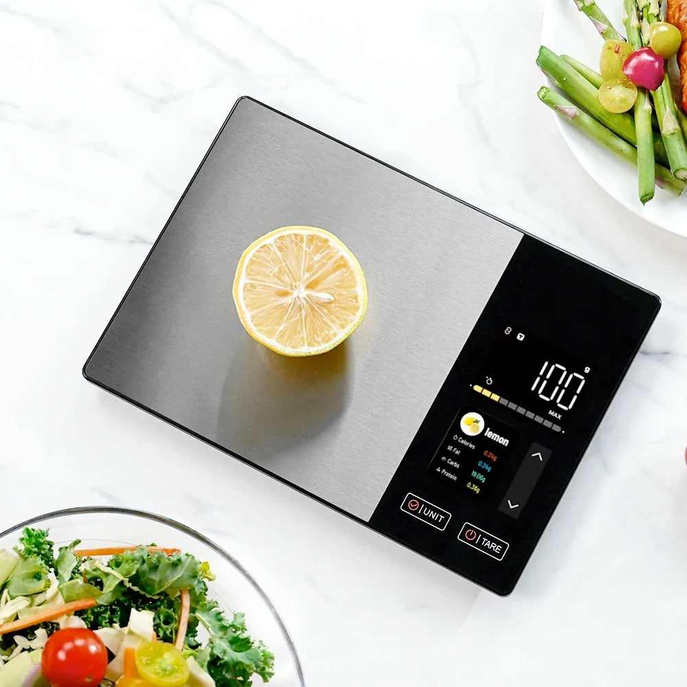 Smart Nutrition Kitchen Scale – Stainless Steel Digital Food Scale with Calorie & Macro Tracking (5kg / 11lb)