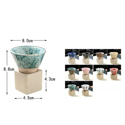 Retro Japanese Ceramic Tea & Coffee Mug – Triangular Cone Cup with Base (100ml & 200ml)