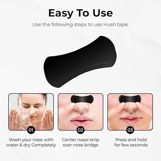 Black Anti-Snoring Nasal Strips – Breath Support Sleep Aid