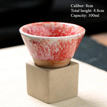 Retro Japanese Ceramic Tea & Coffee Mug – Triangular Cone Cup with Base (100ml & 200ml)