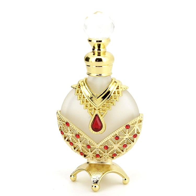Heart-Shaped Decorative Middle Eastern Style Perfume Empty Bottle – Ornamental Stone Design