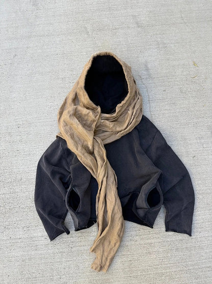 🖤 Desert Drape Hooded Scarf Hoodie – INS Retro Streetwear Unisex Sweater (2026 Edition)