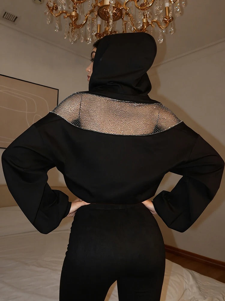 Open Back Lace-Up Oversized Hoodie – Y2K Street Style Long Sleeve Top